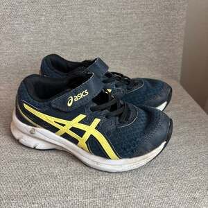 ASICS Kids Running Sneakers Black Gold Strap - Size 12